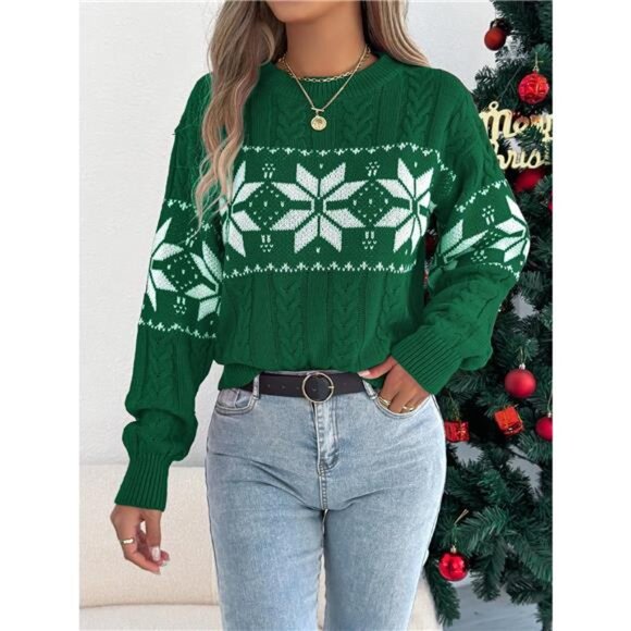 Christmas Snowflake Cable Knit Sweater - Picture 1 of 11